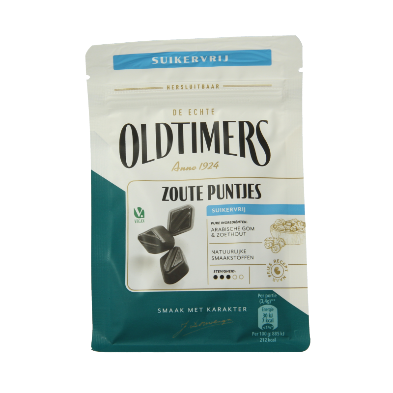 Oldtimers Zoute puntjes suikervrij 100 Gram