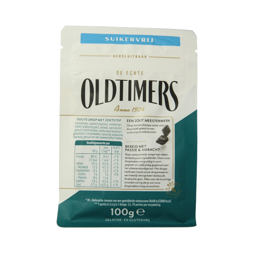 Oldtimers Zoute puntjes suikervrij 100 Gram