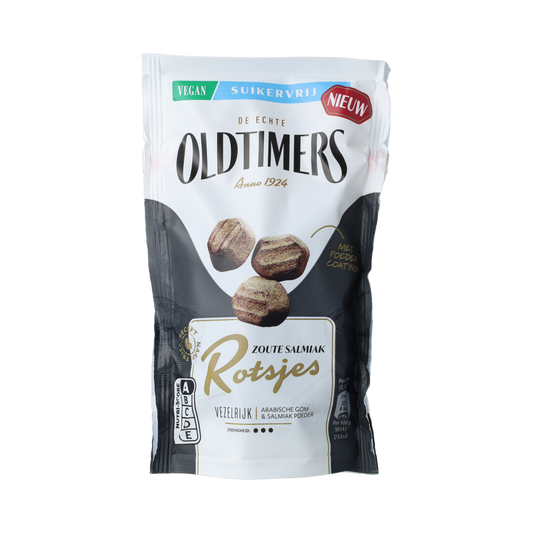 Oldtimers Zoute salmiak rotsjes suikervrij 100.00 Gram