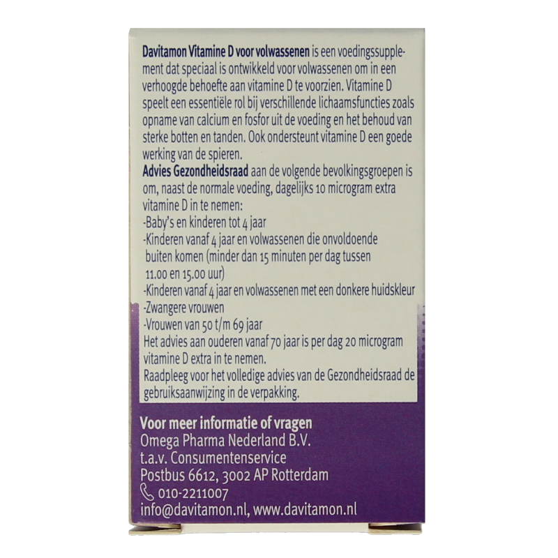 Davitamon Vitamine D volwassenen smelttablet 75 Tabletten