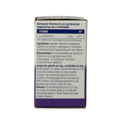 Davitamon Vitamine D3 forte smelttablet 75 Tabletten