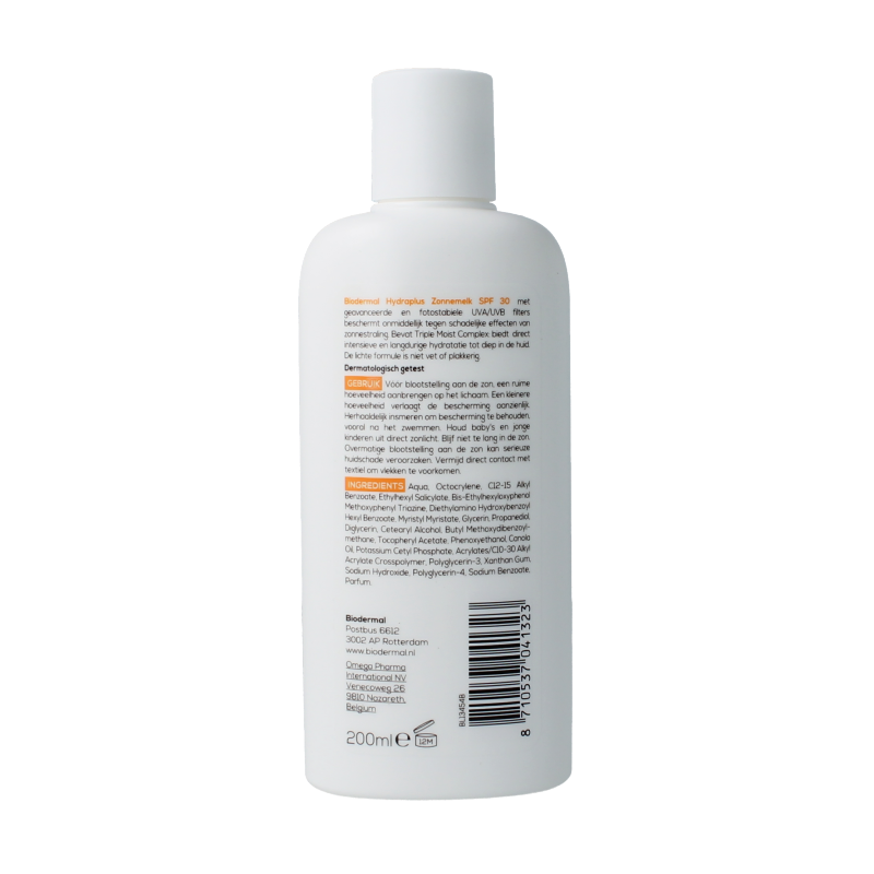Biodermal Zonnemelk hydraplus SPF30 200 Milliliter