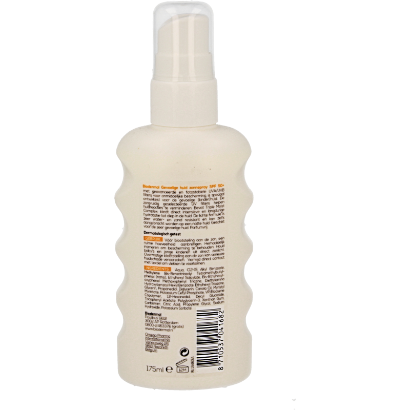 Biodermal Zonnespray gevoelige huid SPF50+ 175 Milliliter
