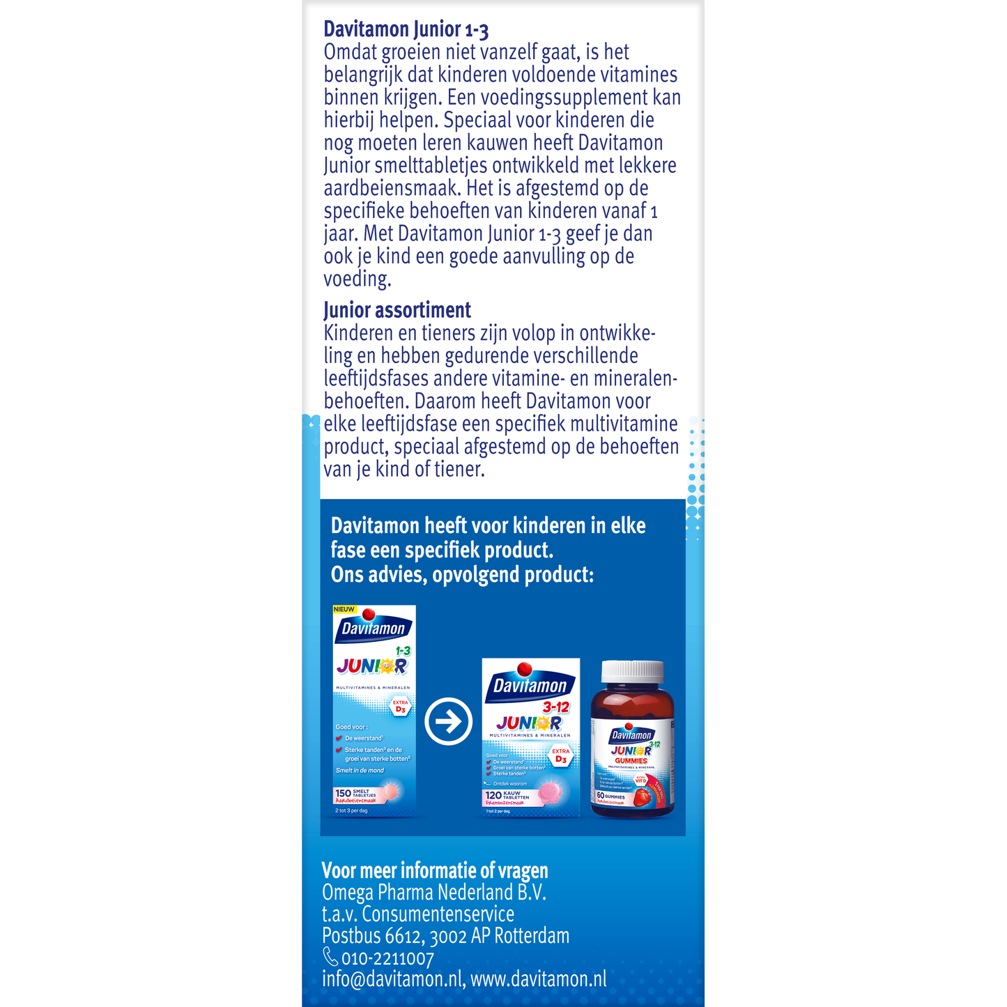 Davitamon Junior 1-3 smelttablet aardbei  150 Tabletten