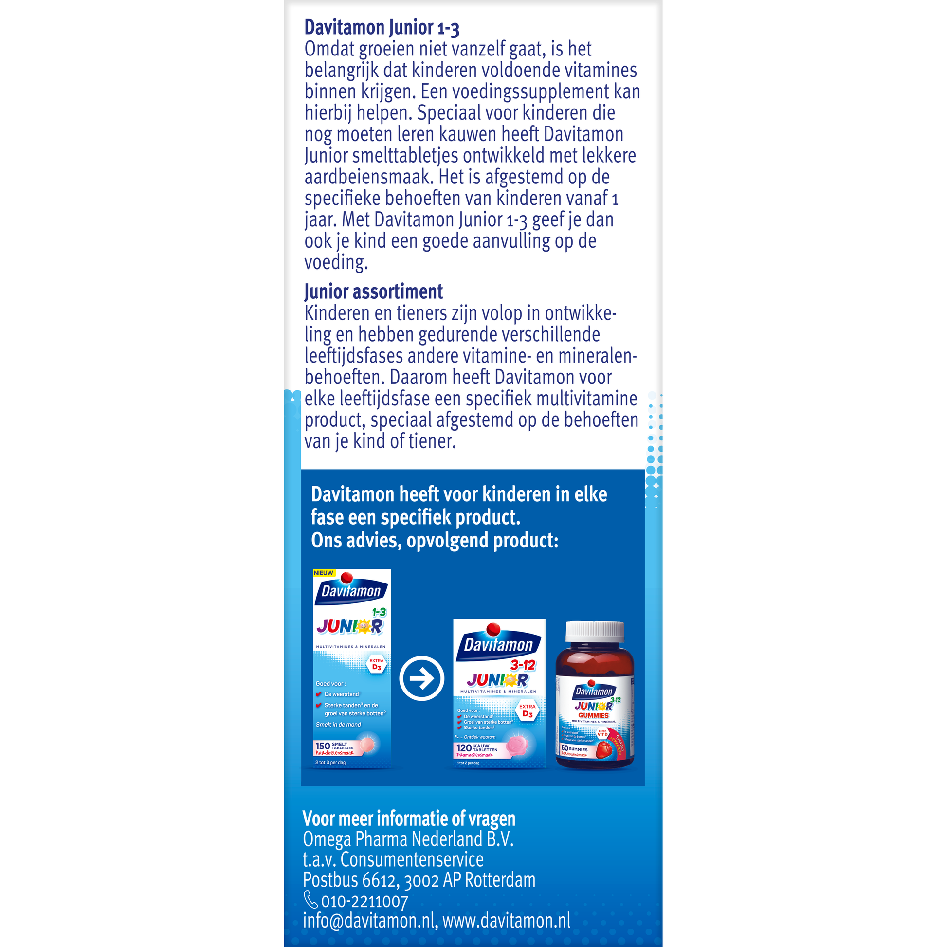 Davitamon Junior 1-3 smelttablet aardbei  150 Tabletten