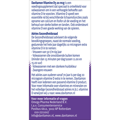 Davitamon Vitamine D3 20mcg 150.00 Smelttabletten