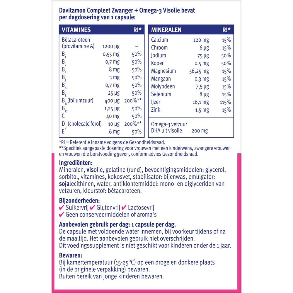 Davitamon Compleet zwanger plus visolie 60 Capsules