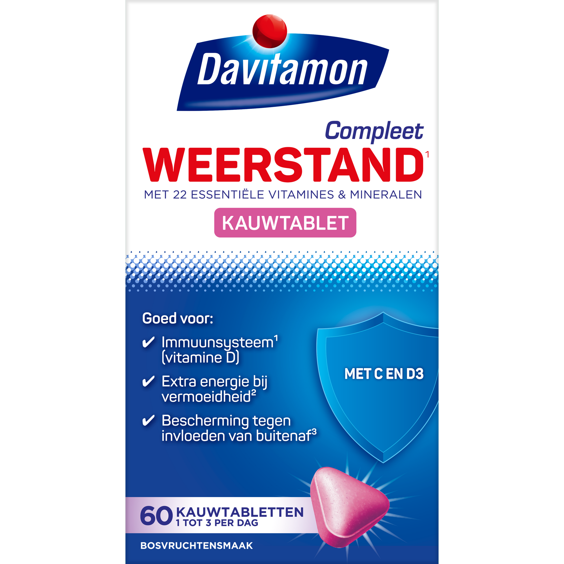 Davitamon Compleet weerstand kauwvitamines bosvruchten 60.00 Tabletten