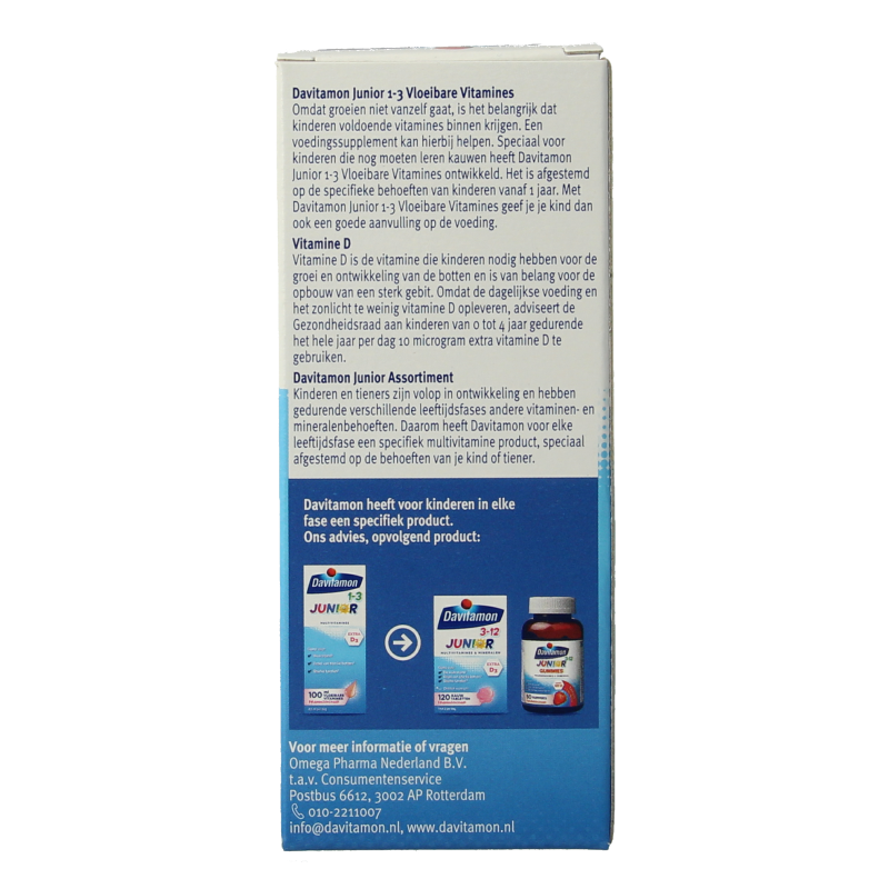 Davitamon Junior 1+ vloeibare vitamines framboos 100 Milliliter