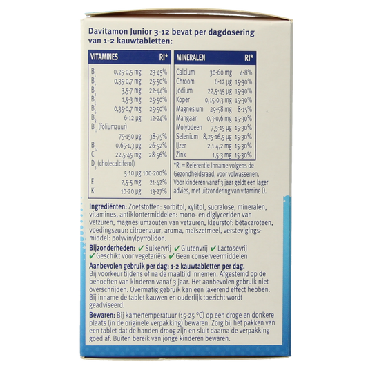 Davitamon Junior 3-12 multifruit 120.00 Kauwtabletten