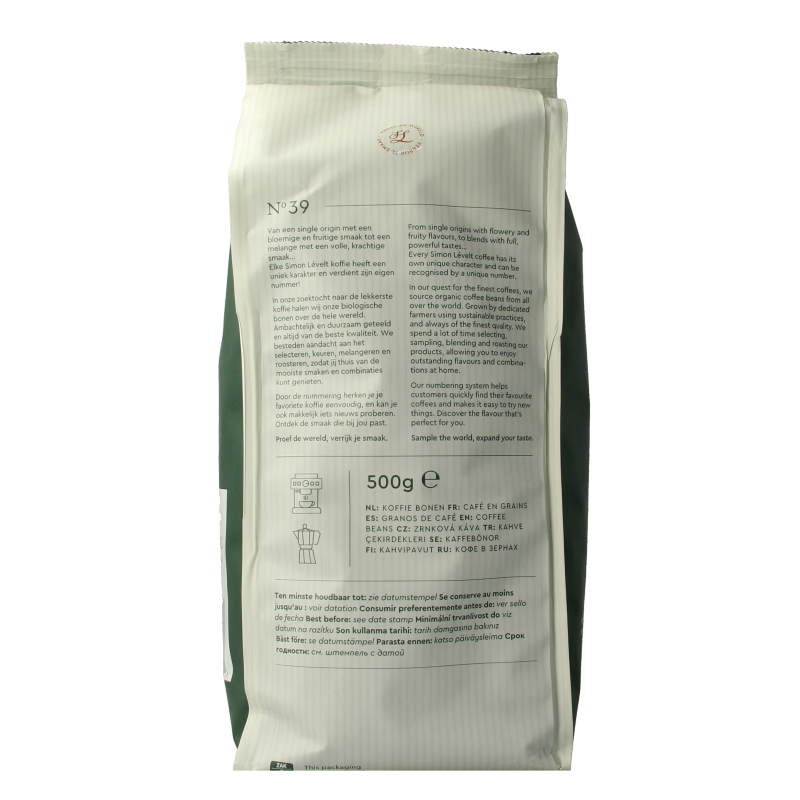 Simon Levelt Cafe N39 espresso dark roast bio 500 Gram