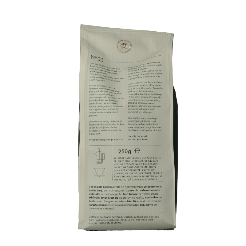 Simon Levelt Cafe organico senza decaf bio 250 Gram