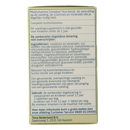 Teva Multivitamine compleet 100.00 Tabletten