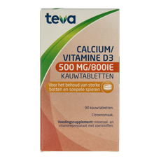 Teva Calcium / vitamine D 500mg / 800IE 90.00 Kauwtabletten