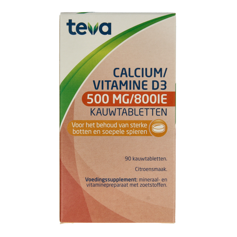 Teva Calcium / vitamine D 500mg / 800IE 90 Kauwtabletten