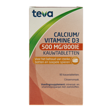Teva Calcium / vitamine D 500mg / 800IE 90.00 Kauwtabletten