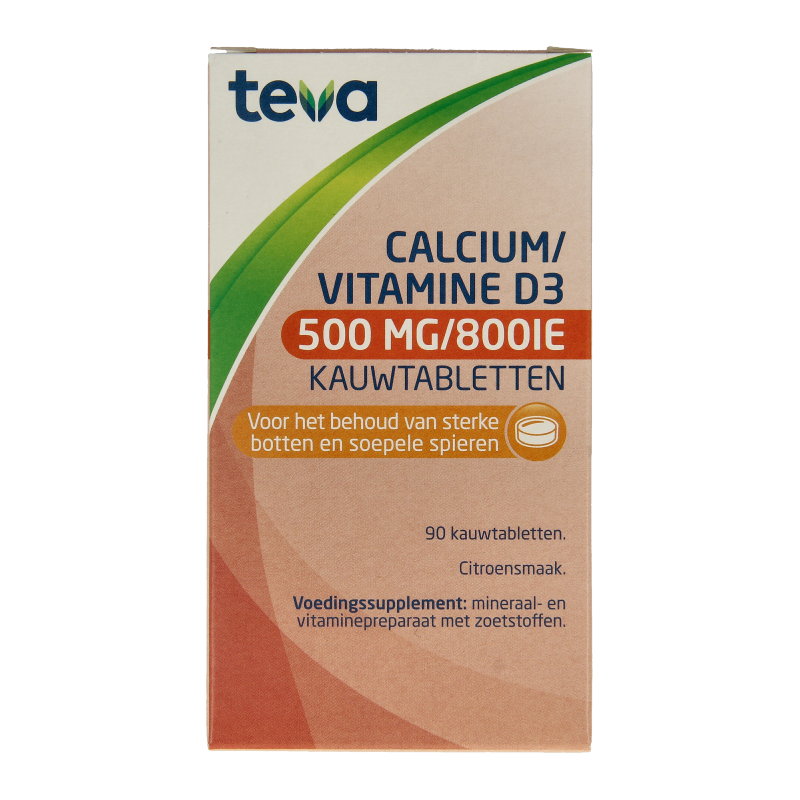 Teva Calcium / vitamine D 500mg / 800IE 90 Kauwtabletten