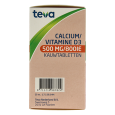 Teva Calcium / vitamine D 500mg / 800IE 90.00 Kauwtabletten