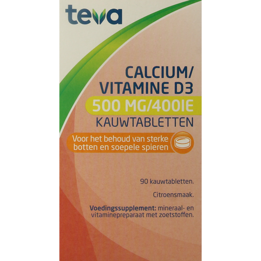 Teva Calcium / vitamine D 500mg / 400IE 90 Kauwtabletten