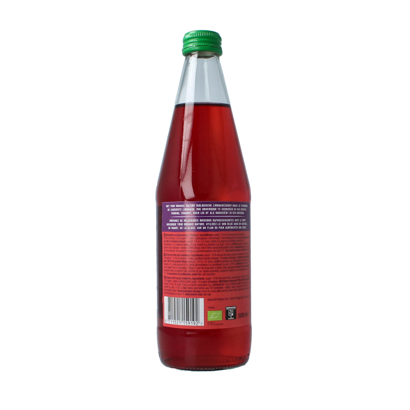 Your Organic Nature Limonadesiroop cranberry bio 500 Milliliter