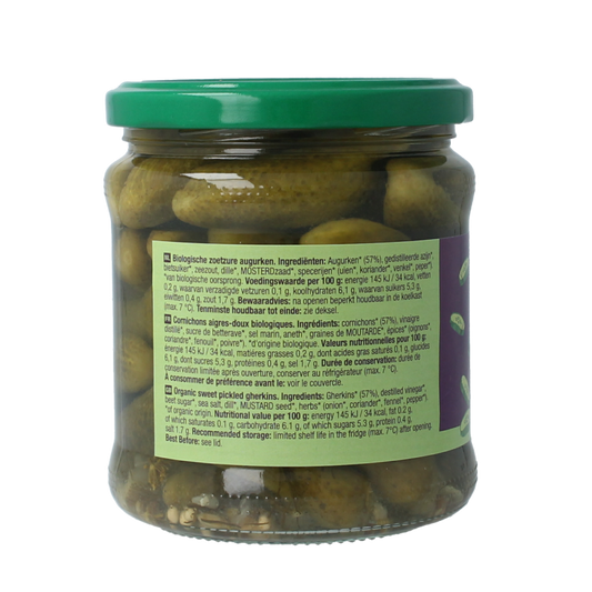 Your Organic Nature Augurken zoetzuur 330 Gram