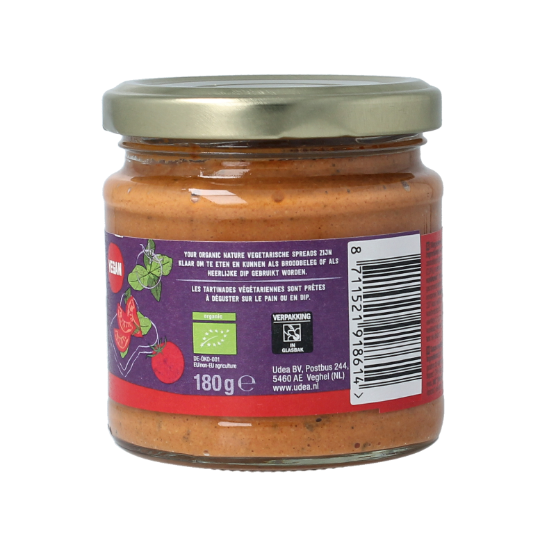Your Organic Nature Sandwichspread tomaat basilicum bio 180 Gram