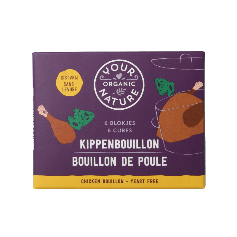Your Organic Nature Kippenbouillonblokjes helder zonder gist bio 6 Stuks