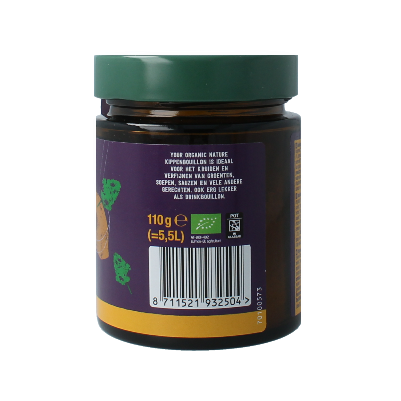 Your Organic Nature Heldere kippenbouillonpoeder zonder gist bio 110 Gram