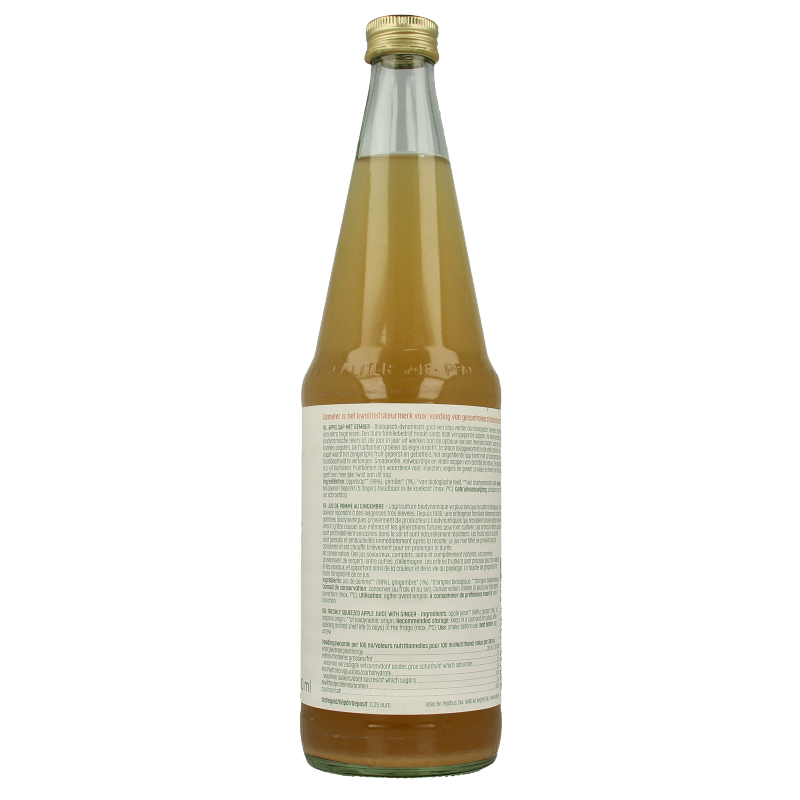 Luna E Terra Appelsap met gember natuurtroebel demeter bio 700 Milliliter