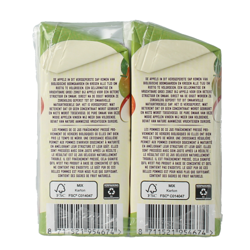 Your Organic Nature Appelsap bio 200ml 6 Stuks