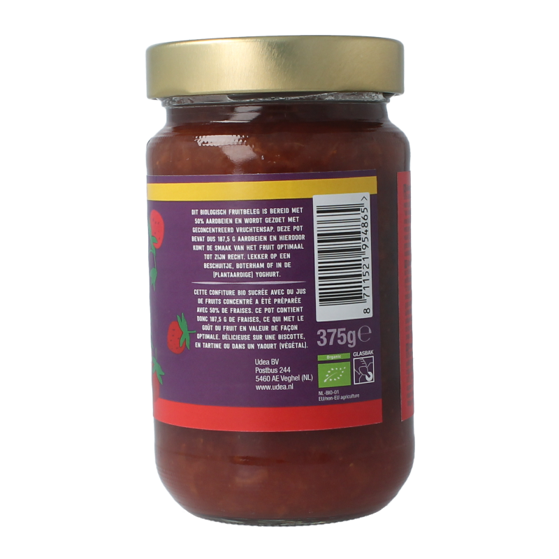 Your Organic Nature Fruitbeleg aardbei bio 375 Gram