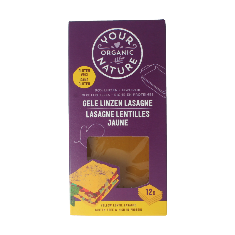 Your Organic Nature Lasagne van gele linzen bio 250 Gram