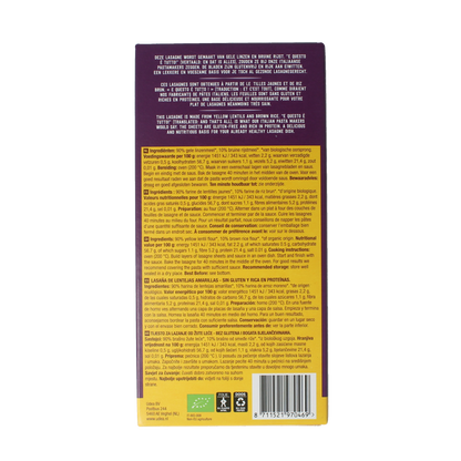 Your Organic Nature Lasagne van gele linzen bio 250.00 Gram
