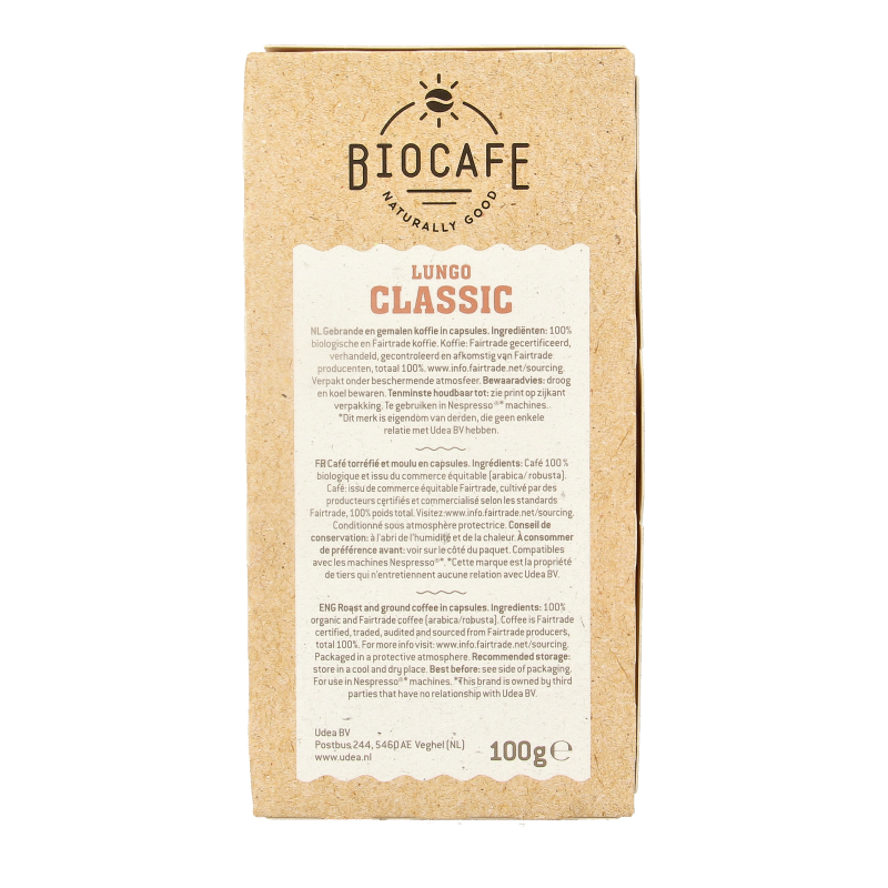 Biocafe Lungo capsules bio 20 Stuks