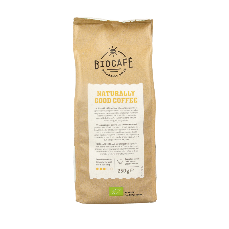 Biocafe Filterkoffie 100% arabica bio 250 Gram