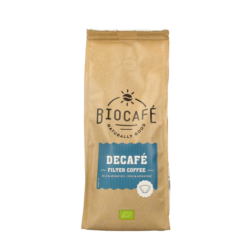 Biocafe Filterkoffie cafeinevrij/decaf bio 250 Gram