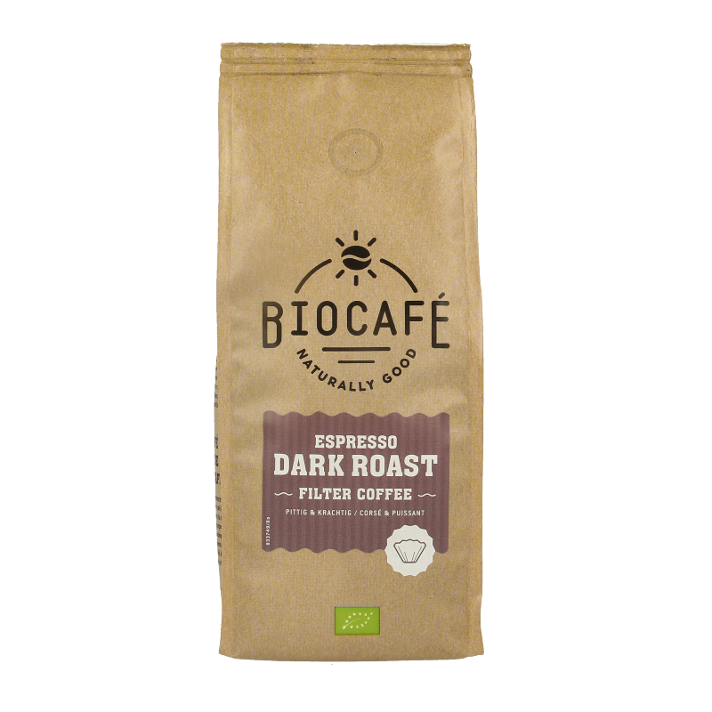 Biocafe Filterkoffie espresso dark roast bio 250 Gram