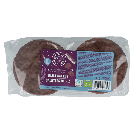 Your Organic Nature Rijswafels choco melk bio 100 Gram