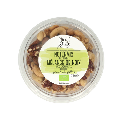 Nice & Nuts Notenmix met pinda zonder zeezout geroosterd bio 175.00 Gram