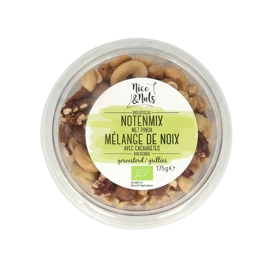 Nice & Nuts Notenmix met pinda zonder zeezout geroosterd bio 175 Gram