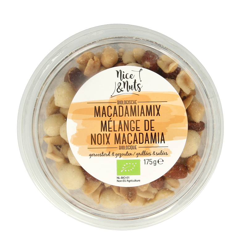 Nice & Nuts Macadamia mix met zeezout geroosterd bio 175 Gram