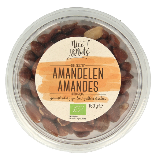 Nice & Nuts Amandelen bruin gezouten geroosterd bio 160 Gram