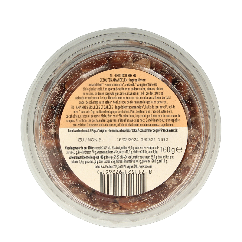 Nice & Nuts Amandelen bruin gezouten geroosterd bio 160 Gram