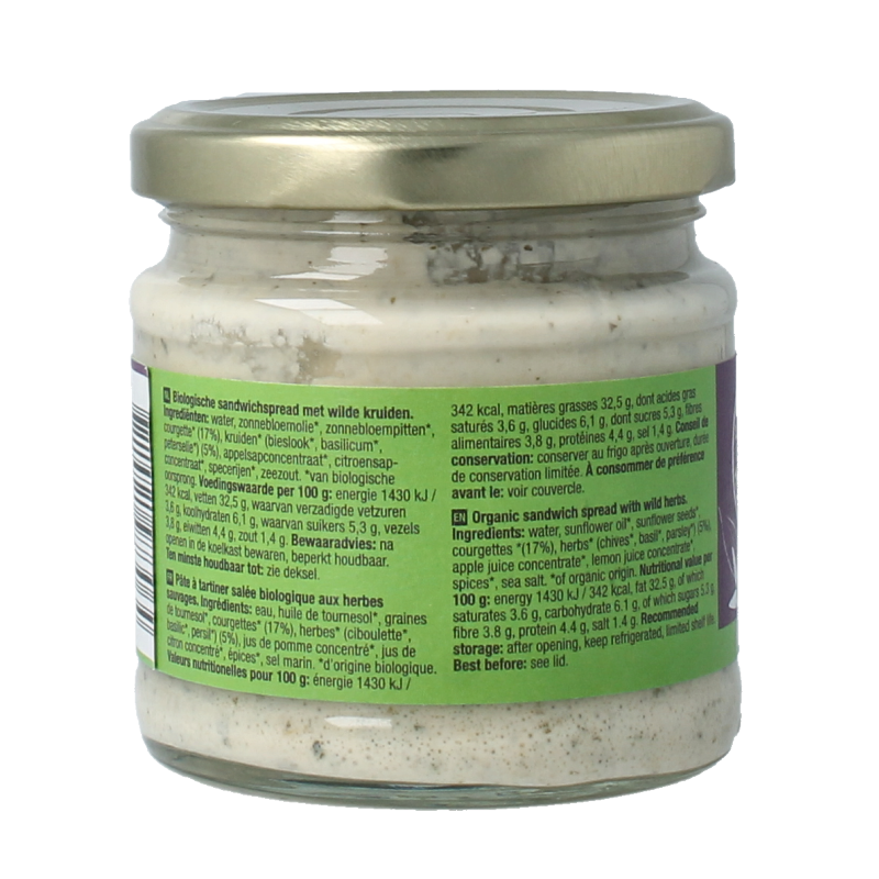 Your Organic Nature Sandwichspread wilde kruiden bio 180 Gram
