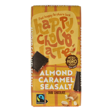 Happy Chocolate Puur amandel karamel zeezout bio 100 Gram