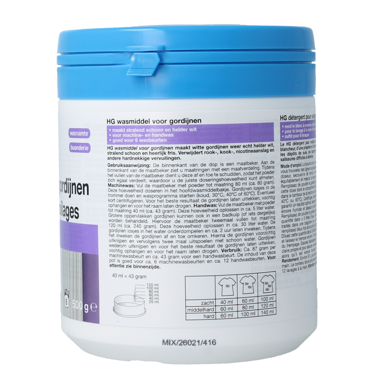 HG Wasmiddel voor vitrage 500.00 Gram