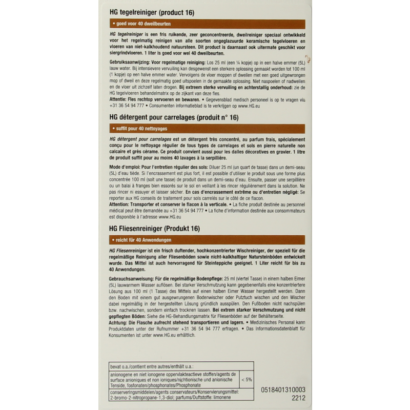 HG Tegelreiniger 1 Liter