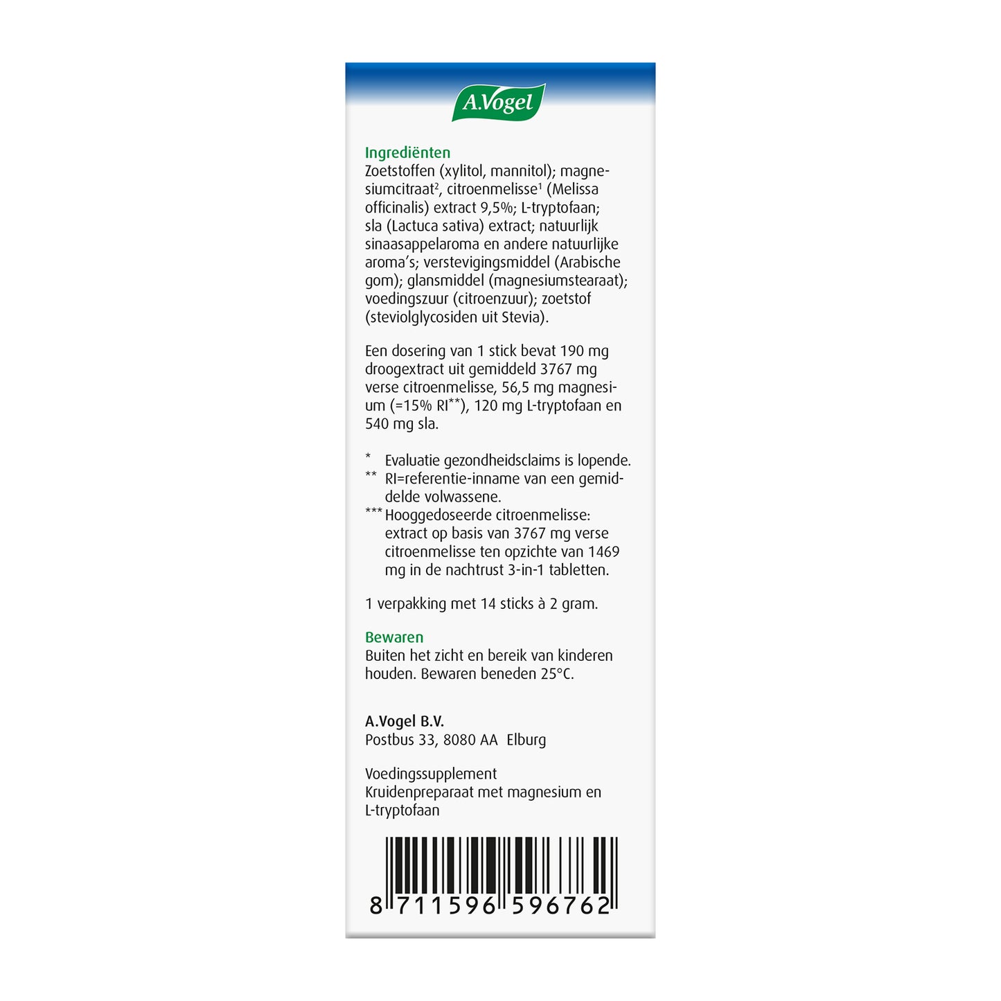 Vogel Nachtrust sticks 14x2g 28 Gram