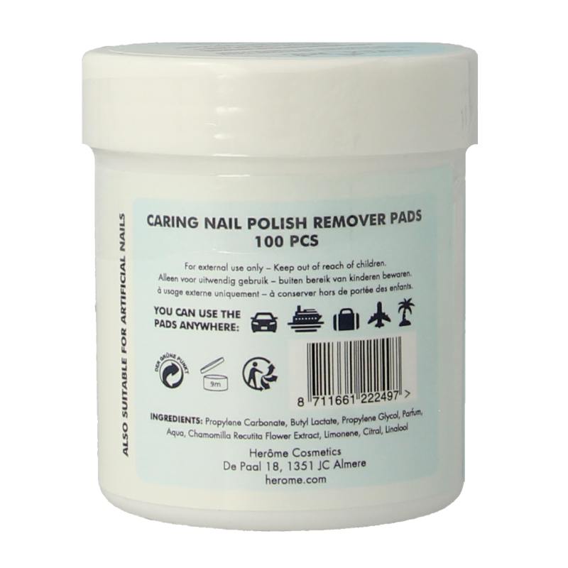 Herome Nagellak remover pads caring  100 Stuks