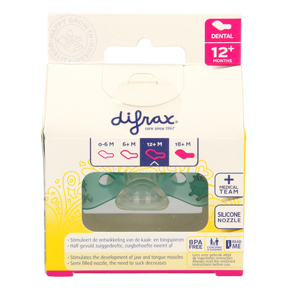 Difrax Fopspeen dental 12+ maanden glow in the dark 1.00 Stuks